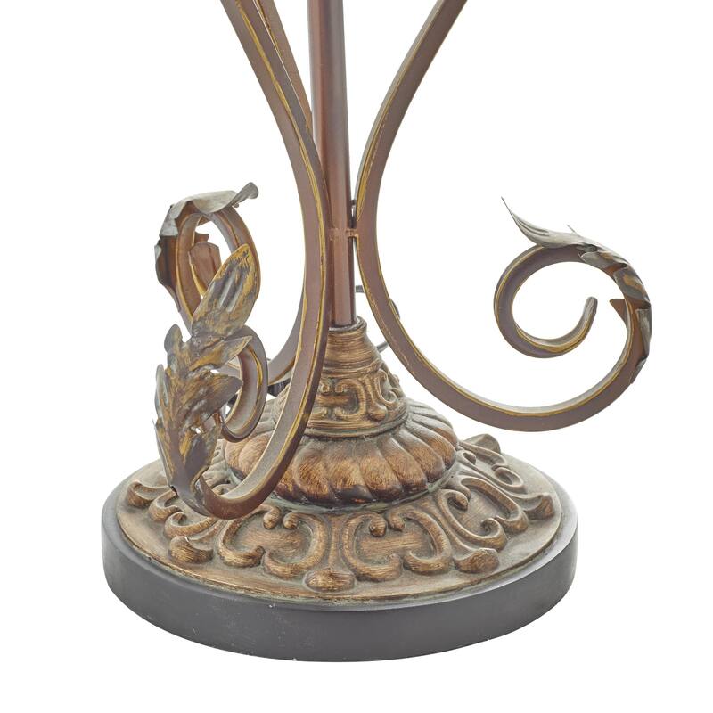 Metal Antique Style Room Uplight with Scrolls - Set of 2 Brown - Roche River Decor