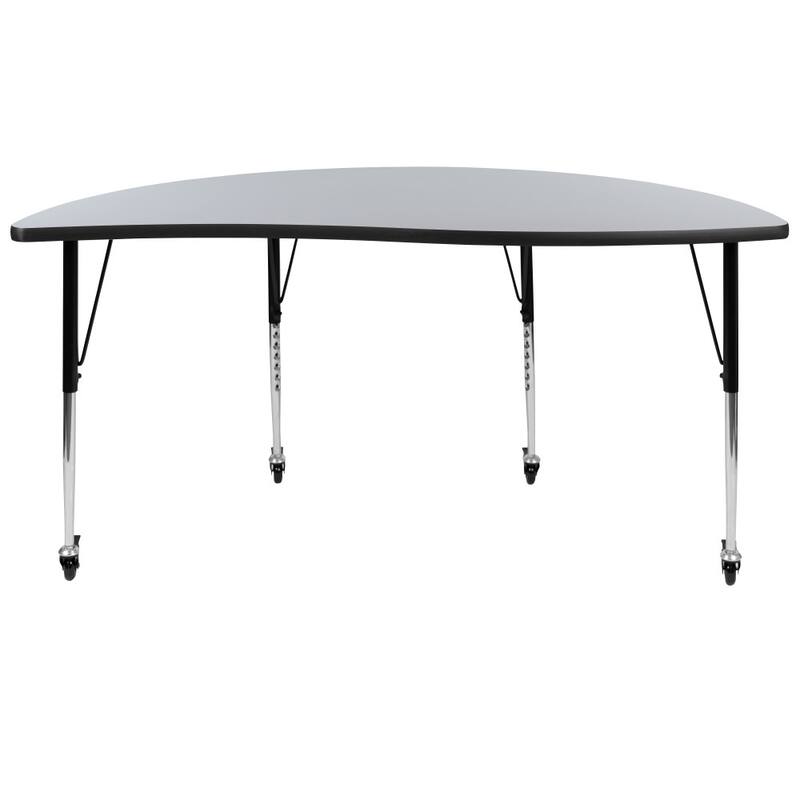 Mobile 60" Half Circle Wave Collaborative Adjustable Height Activity Table