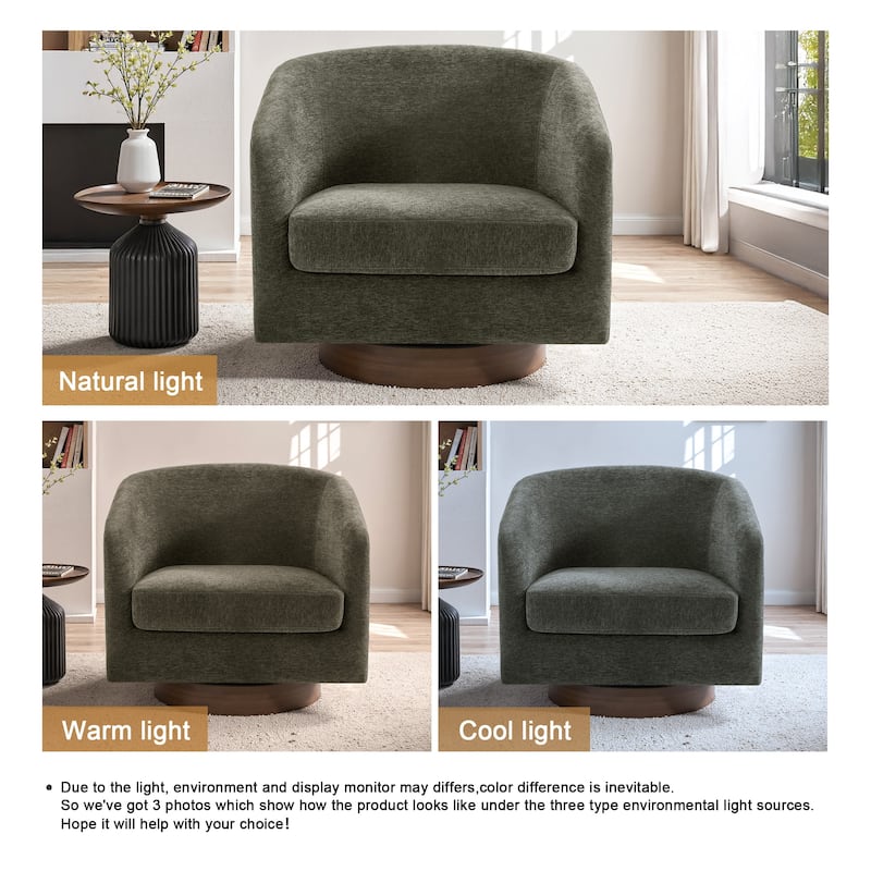 2 Set Modern Wide Round Swivel Accent Barrel Chairs