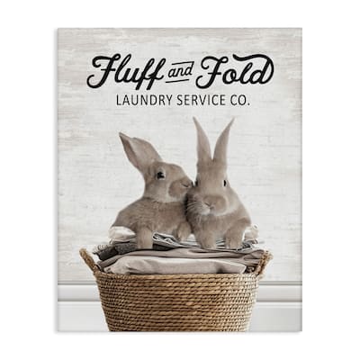 Stupell Vintage Laundry Service Bunnies Canvas Wall Art Design By Lettered and Lined