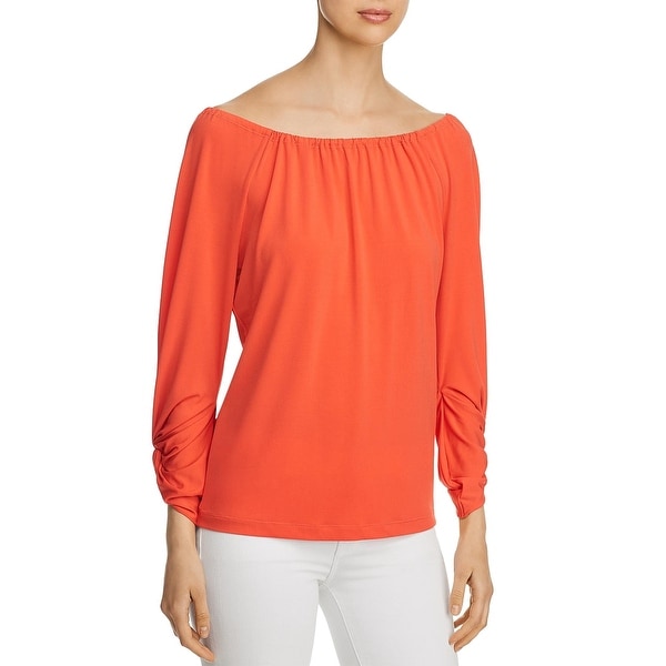 Le Gali Womens Shari Blouse Ruched Wide Neck - Overstock ...
