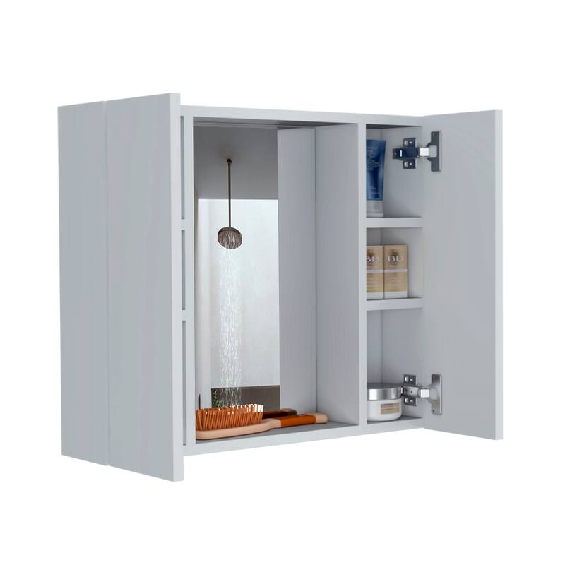 Medicine Cabinet, Double Door, Mirror, One External Shelf