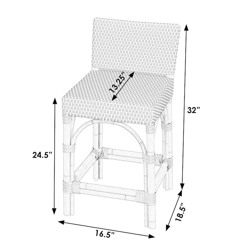 Serienna 24.5"H Seat Rattan Low Back Counter Stool