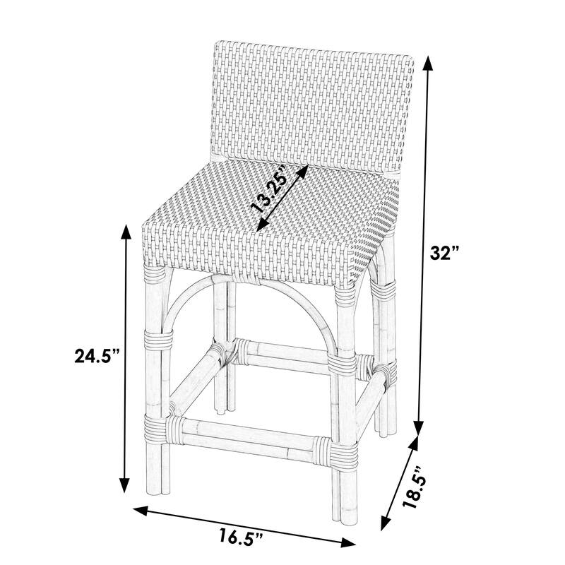 Serienna 24.5"H Seat Rattan Low Back Counter Stool