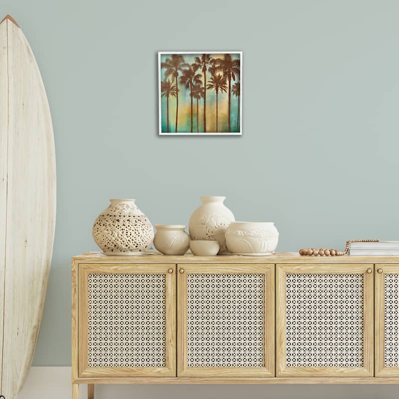 Stupell Looming Palms on Gradient Framed Giclee Art Design By John Seba