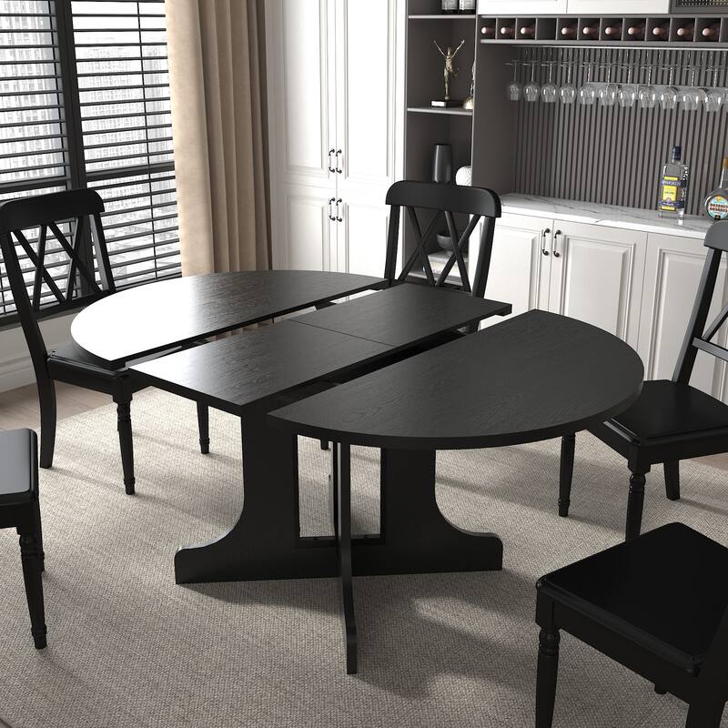 Modern Round Dining Table with Extendable Top and X Base for Family Dinners Small Spaces and Multi Scene Styling​