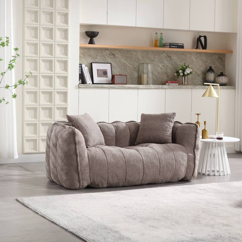 Soft Bean Bag Chair for Adults, Cozy Lazy Bean Bag Sofa, 2 Seat with Armrests for Home