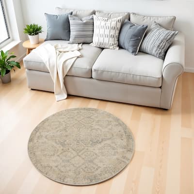 HomeRootsOriental Transitional Round Area Rug - 48' X '48' X '0.5