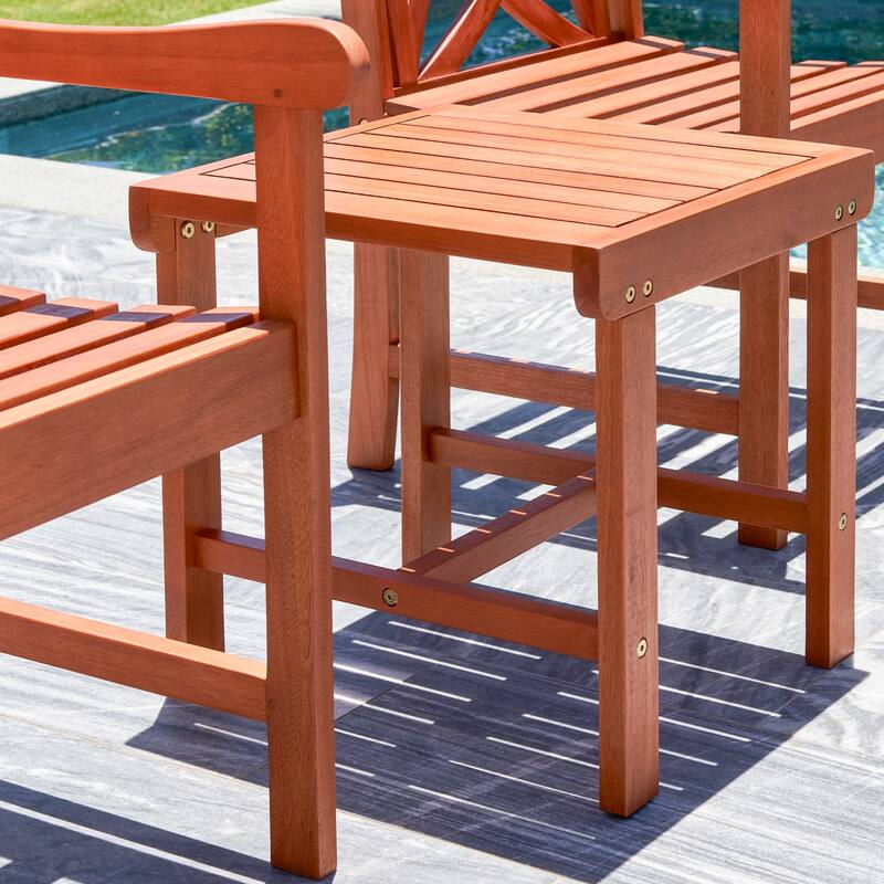 Outdoor Poolside Reddish Brown Natural Wood Side Table Weather