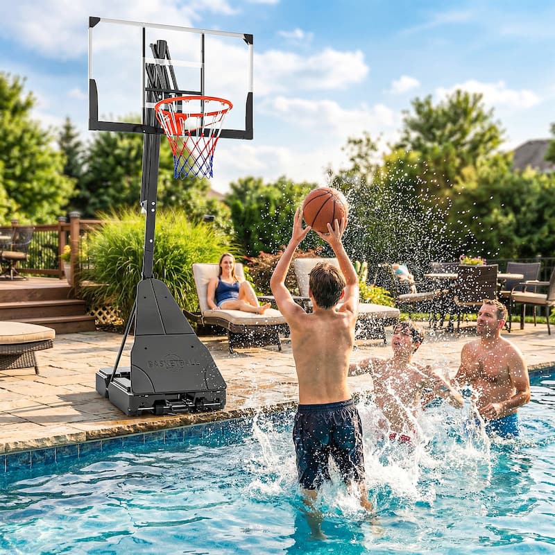 Soozier Basketball Hoop Outdoor Portable, 8-10ft Adjustable Basketball Goal
