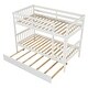 preview thumbnail 6 of 7, White Twin Over Twin Solid Wood Bunk Beds with Trundle, Safety Rail, Ladder, and Guardrails, Converts to 2 Beds