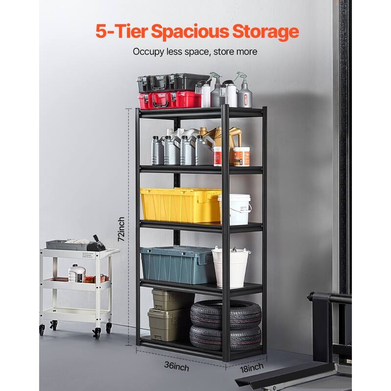 Black Steel Adjustable Garage Shelves, 3000 lbs Heavy-Duty Rack