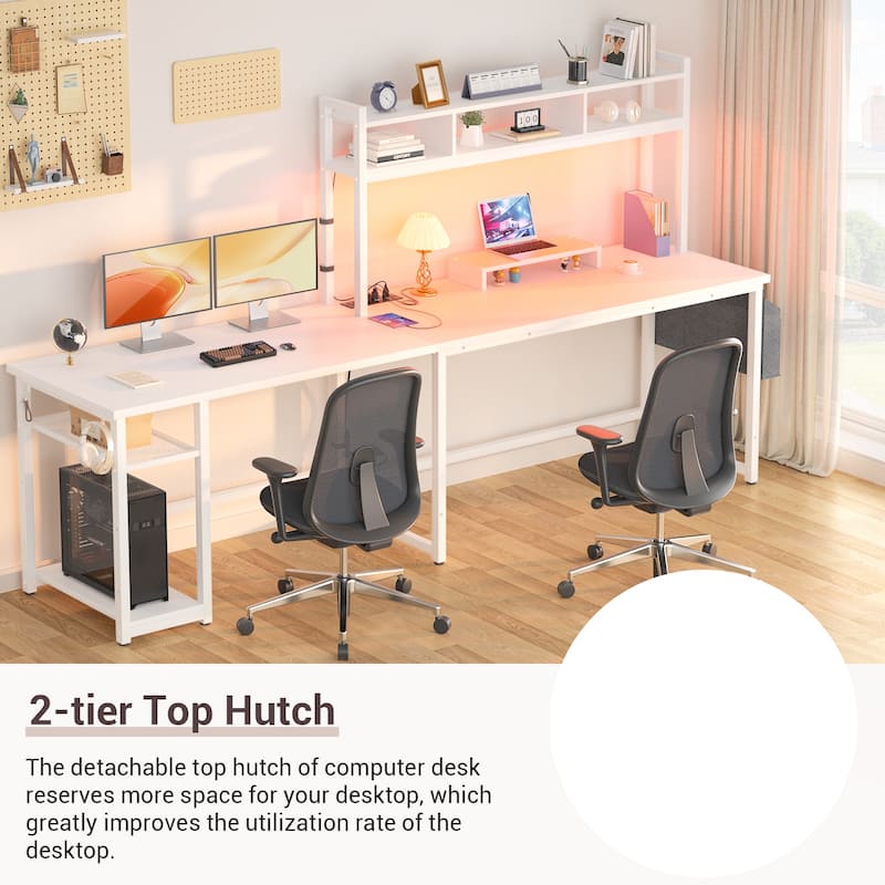 L-Shape Gaming Desk Wood Office Computer Table with Hutch and USB Port