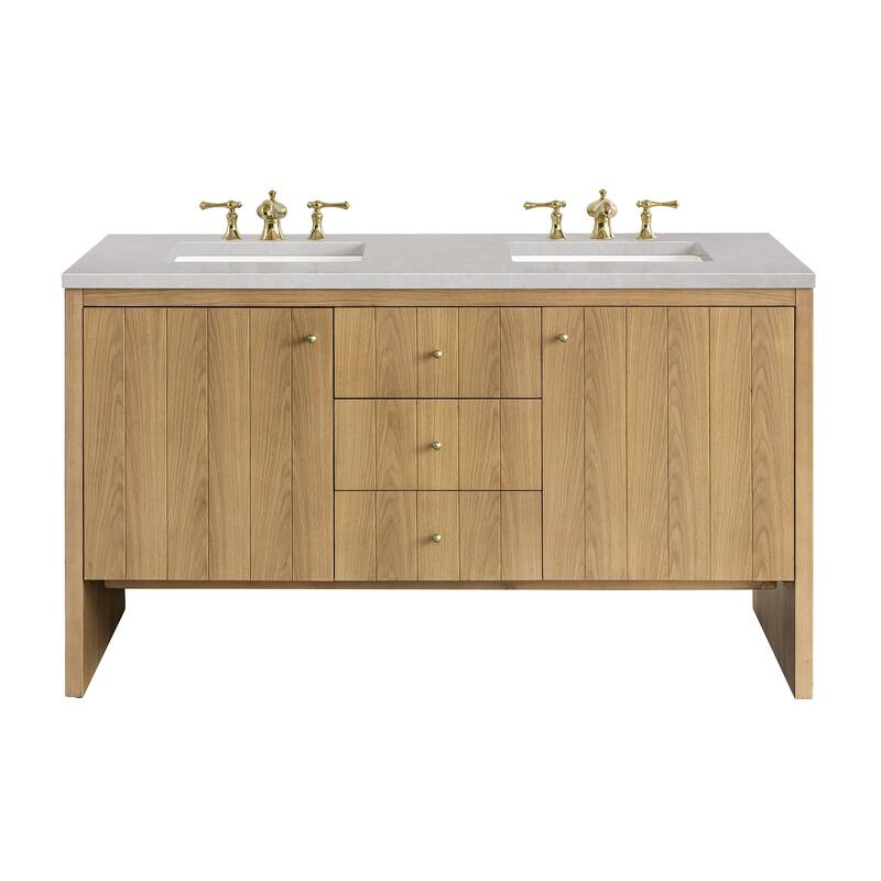 James Martin Vanities Hudson 60" Double Vanity, Light Natural Oak