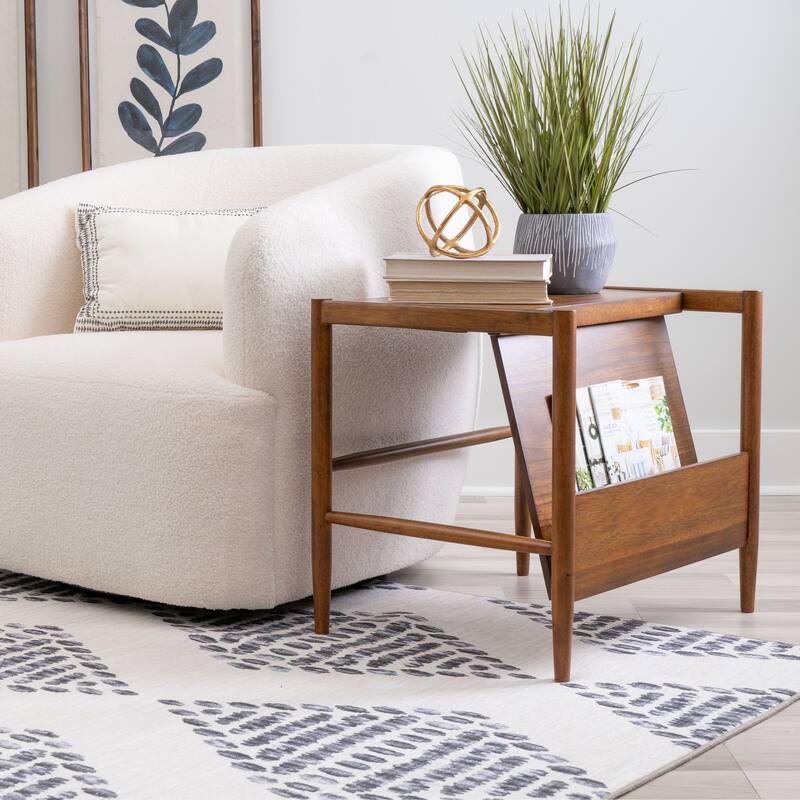 Linon Findlay Walnut Magazine Rack