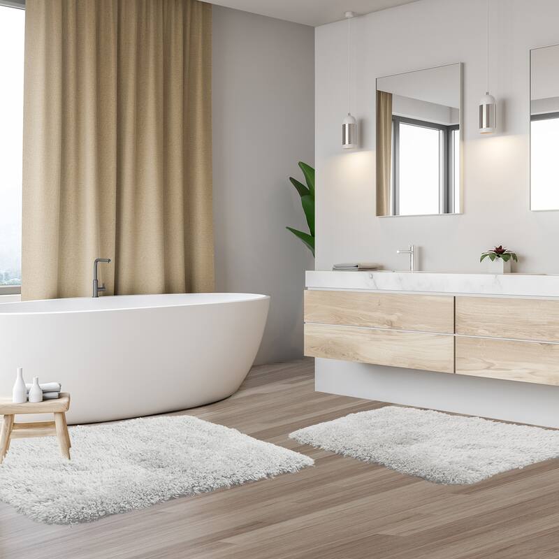 Porch & Den Lorena Shaggy/ Non-slip Rubber Backed Bath Rug Set