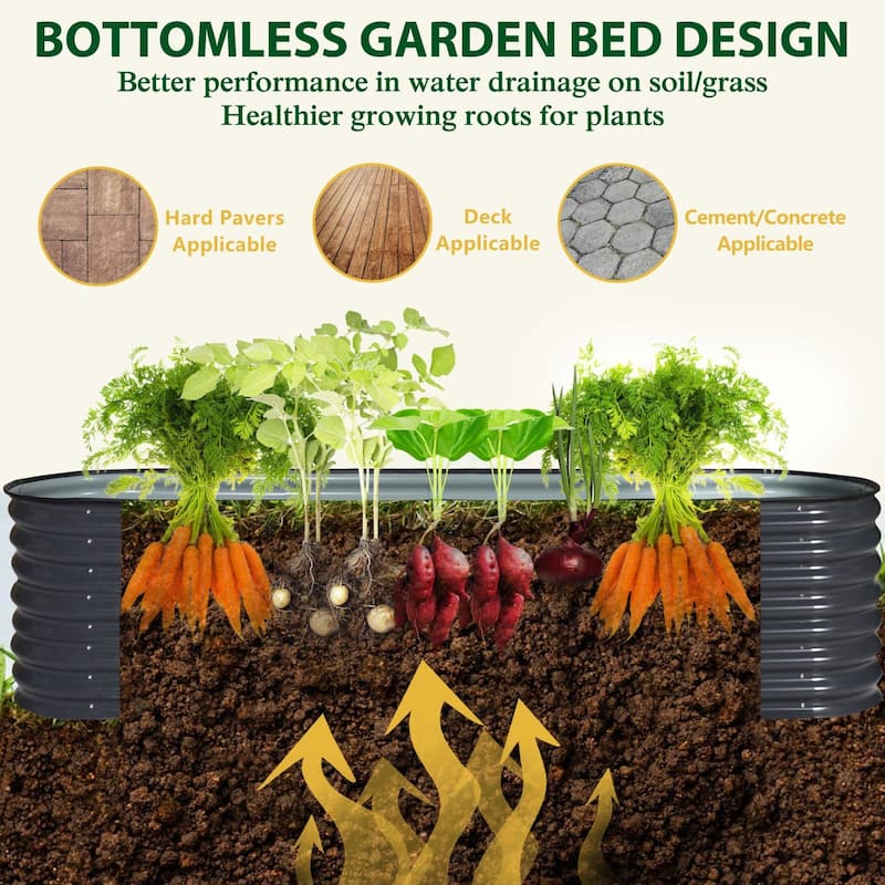 VEIKOUS 23.1''H Metal Galvanized Raised Garden Bed 9-in-1 Modular Outdoor Planter Box - N/A