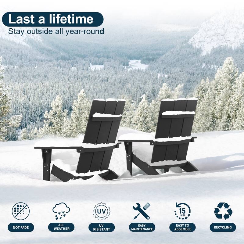 Adirondack Chair with Cup Holder Weather resistant Garden Patio Chair by WINSOON