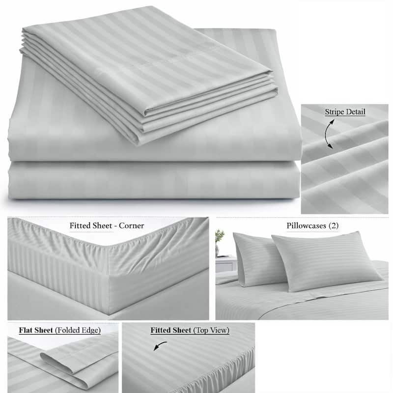 Home Sweet Home Dream Striped 1200 TC Cotton Deep Pocket Bed Sheet Set