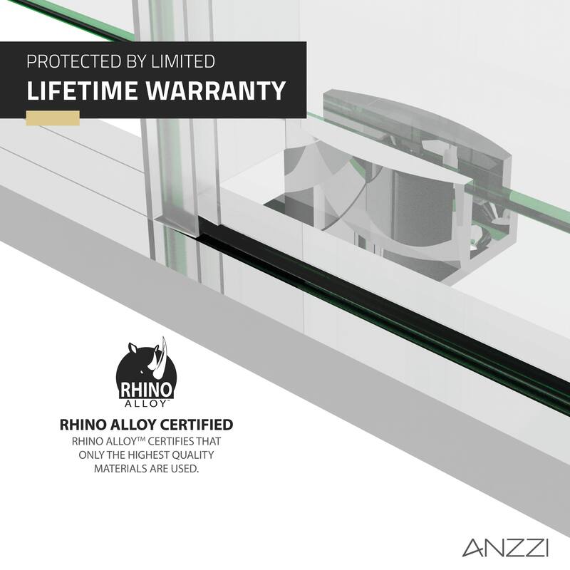 ANZZI Series 56 to 60 in. x 76 in. Frameless Shower Door with Sliding with Tsunami Guard Tempered Clear Glass