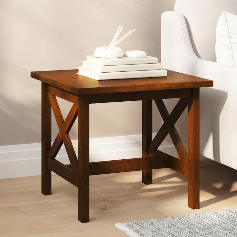 Classic Solid Wood Farmhouse End Table - Walnut