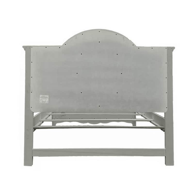 Wooden Bed with Scalloped Footboard in Gray