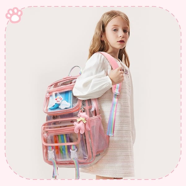 Personalized Clear Backpack For Kids - Custom Name PVC Waterproof School Bag, Book Bag With Padded Straps