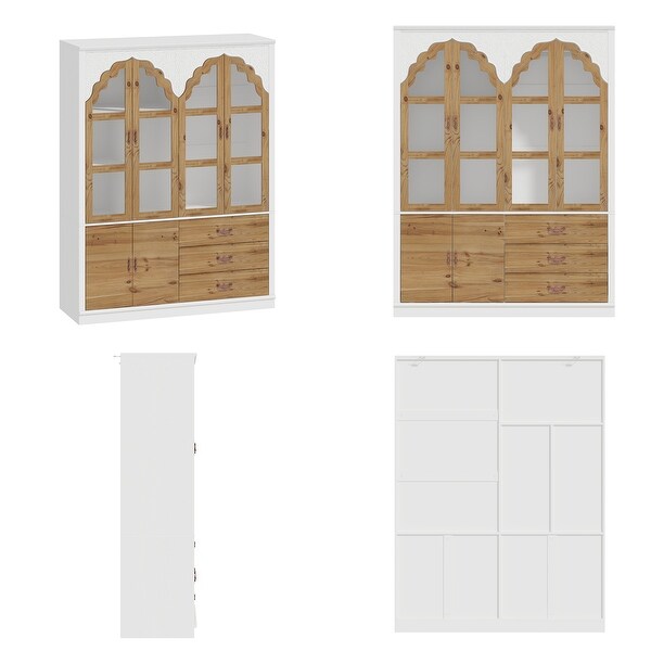 Vintage-Inspired Grand Closet Dual Wardrobe Set with Metal
