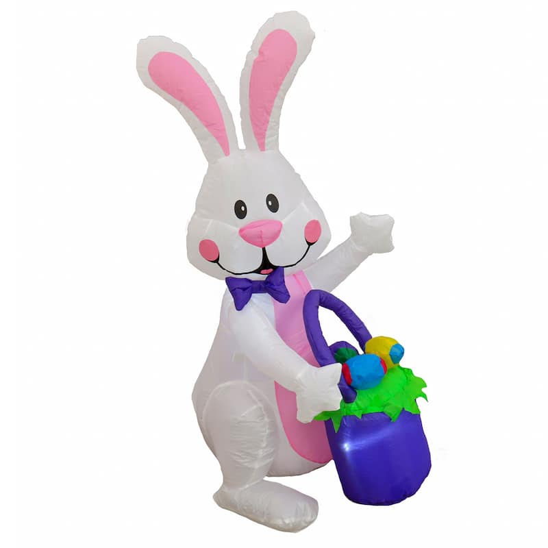 National Tree Company 48 in. Inflatable Waving Easter Bunny - 4 ft