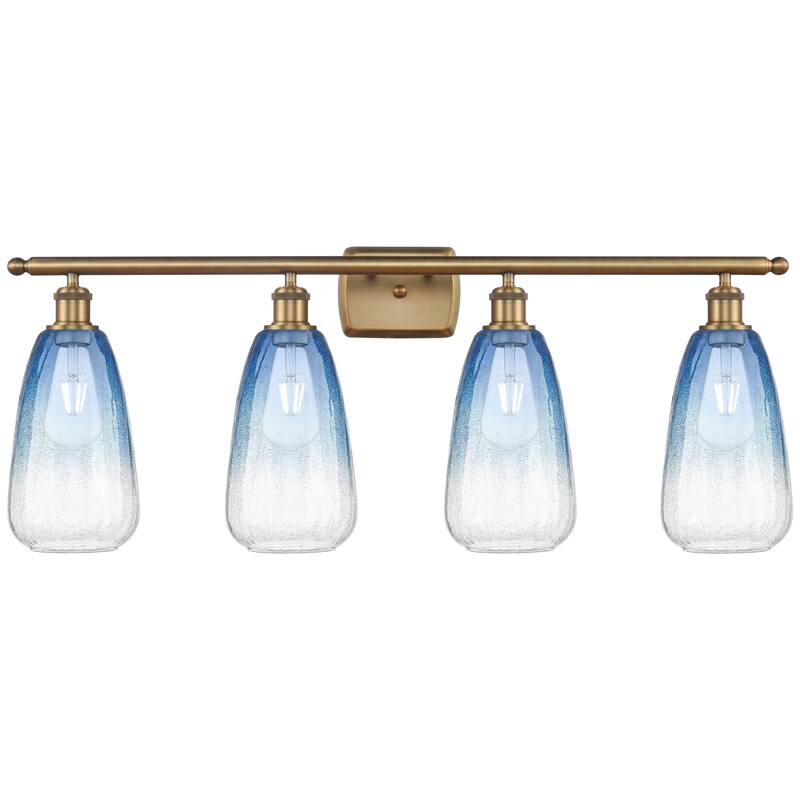 Innovations Lighting Endless Possibilities Ballston - Brookhaven Almond - 4 Light 36" Bath Vanity Light - Brushed Brass/Sapphire Blue