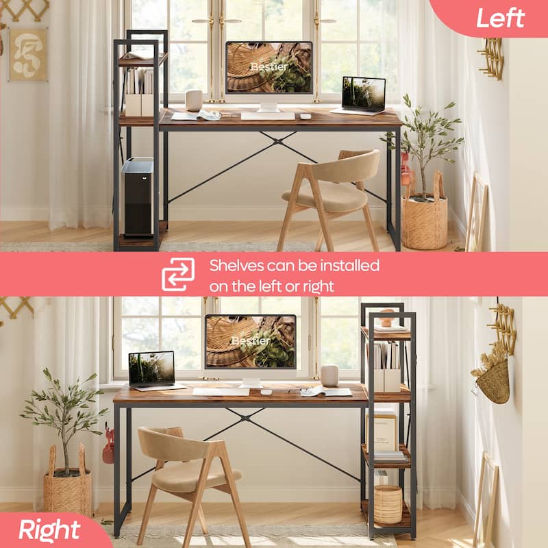 Computer Desk Home Office Computer Desk with 4 Shelves & Hooks