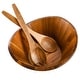 preview thumbnail 5 of 6, Gibson Home Sherwood Salad Bowl With Matching Serving Spoon & Fork