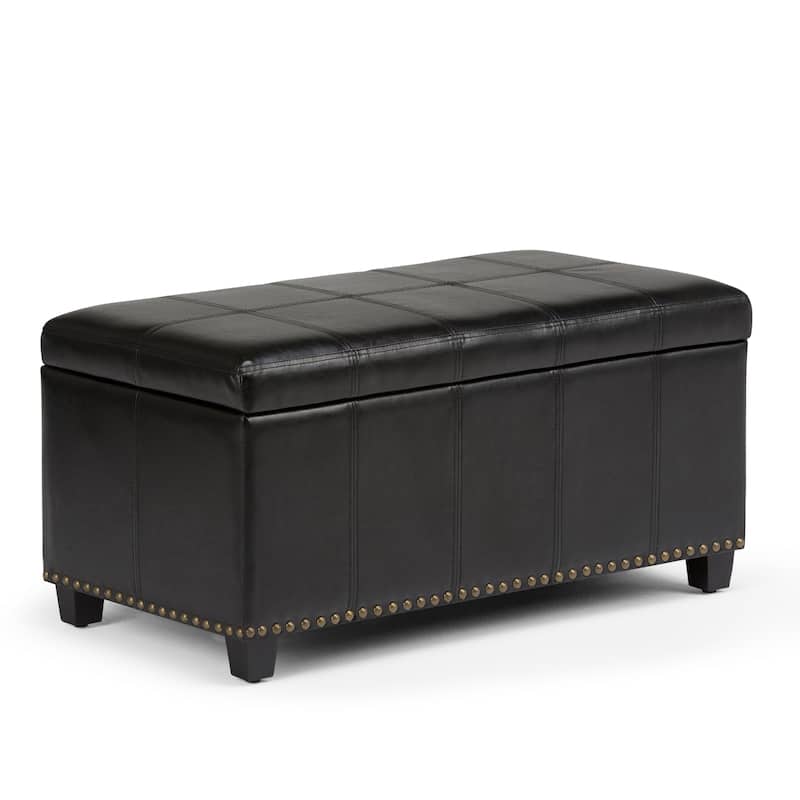 WYNDENHALL Megan 34 inch Wide Transitional Rectangle Storage Ottoman