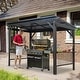 preview thumbnail 4 of 27, Domi 6.5 ft. x 12 ft. Hardtop Grill Gazebo with 2 Side Shelves and Ceiling Hooks, Outdoor BBQ Canopy