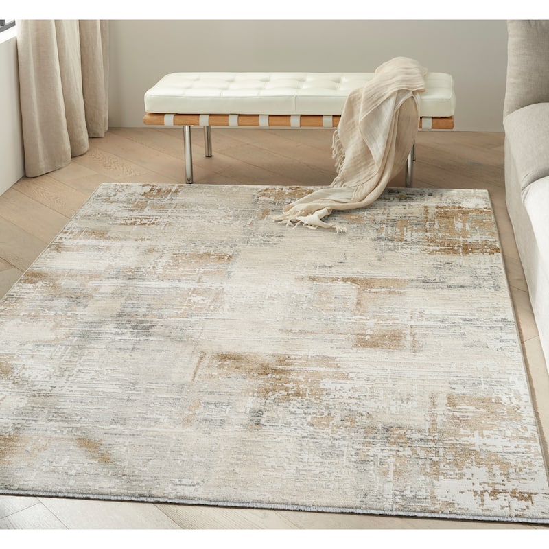 Calvin Klein CK078 Summit Ivory Multicolor Textured Indoor Rug