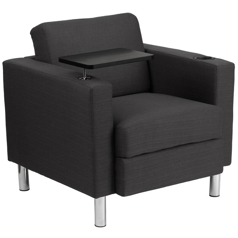 Guest Chair with Tablet Arm, Tall Chrome Legs and Cup Holder