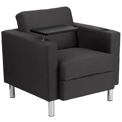 Guest Chair with Tablet Arm, Tall Chrome Legs and Cup Holder