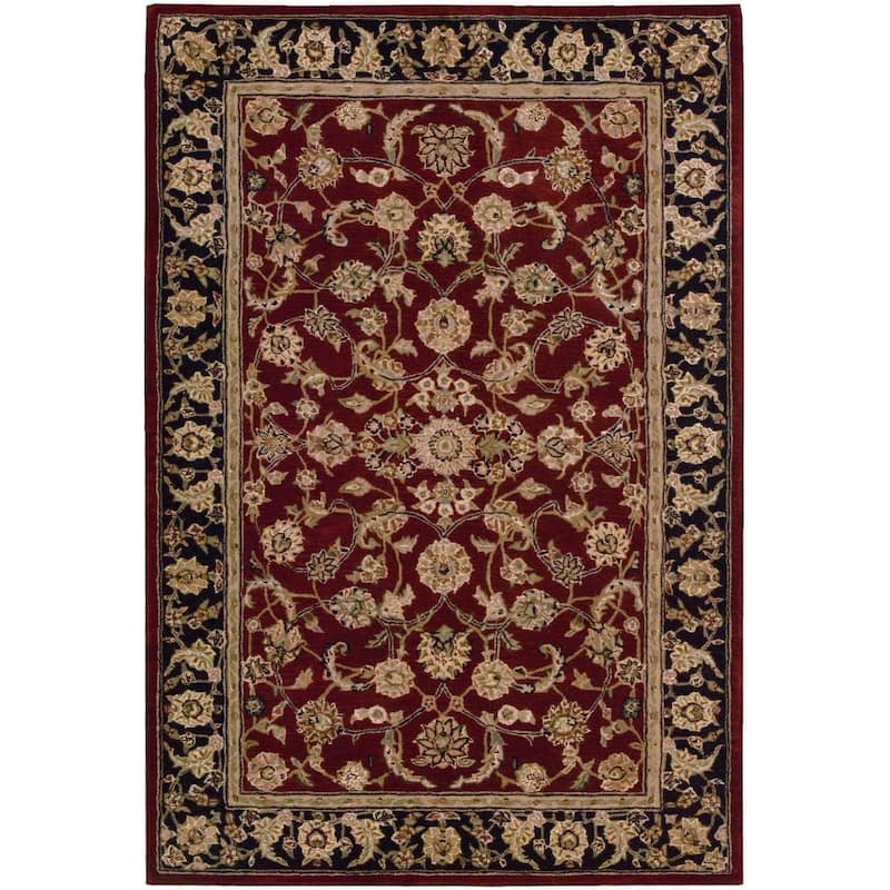 Nourison Hand-tufted Persian Floral Wool and Silk Burgundy Area Rug