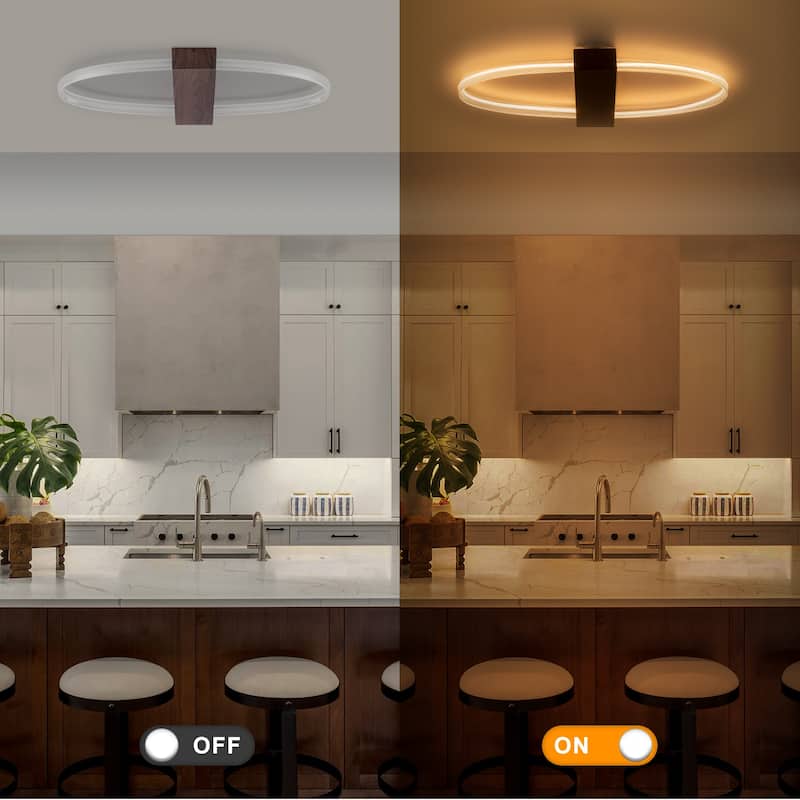 Oval Clear Ribbed Acrylic LED Flush Mount Ceiling Light Dimmable - Dia.31.5-in