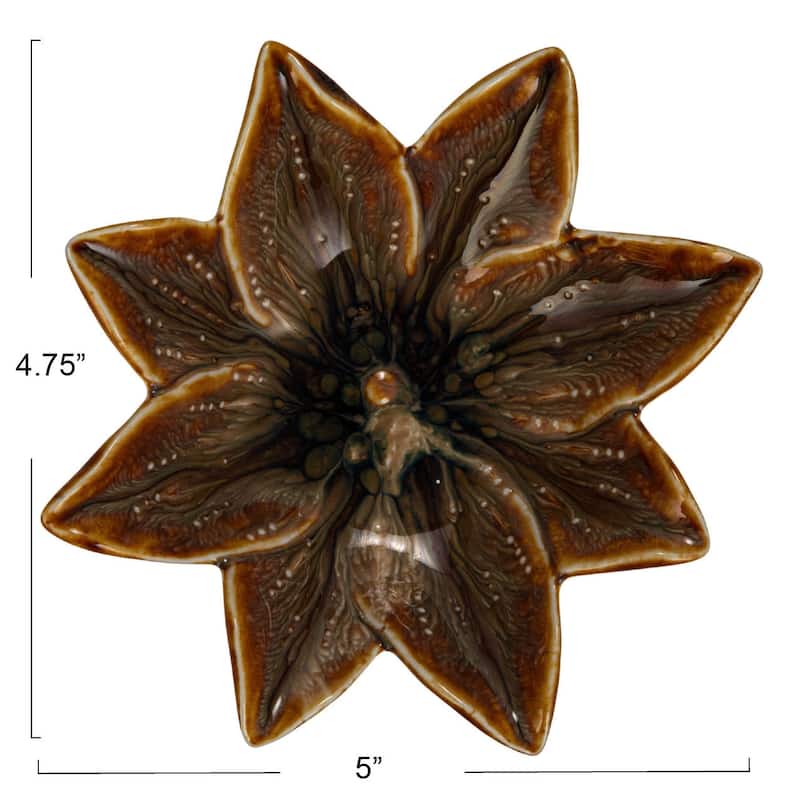 Stoneware Flower Plate with Glaze