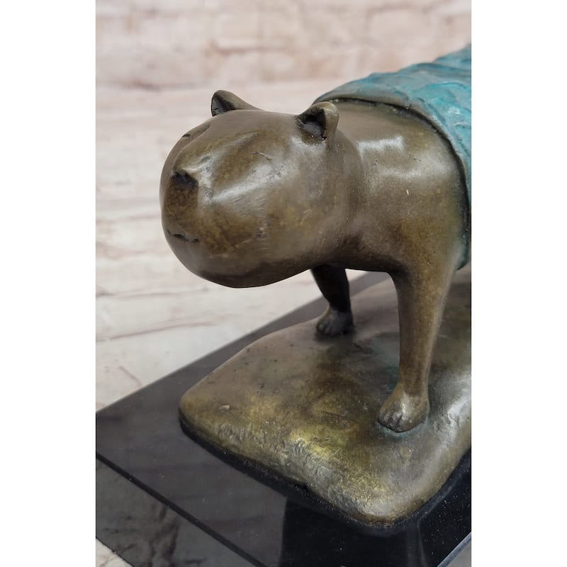 Special Patina Chubby Imitative Cat Feline By Botero Genuine Bronze Sculpture Figurine