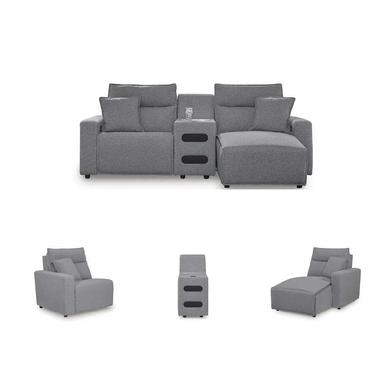 Signature Design by Ashley Modmax Gray 3-Piece Power Reclining Sectional with Chaise - 100" W x 63" D x 41" H