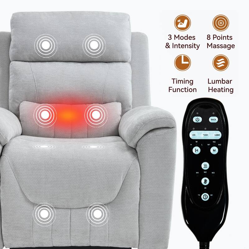 350 Lbs Leatherair Power Lift Recliner Chair,Heavy Duty Motion Mechanism With 8-Point Vibration Massage And Lumbar Heating