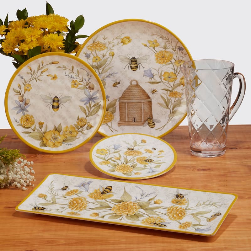Certified International Bee Sweet 11" Melamine Dinner Plate, Set of 6 - 11" Dia