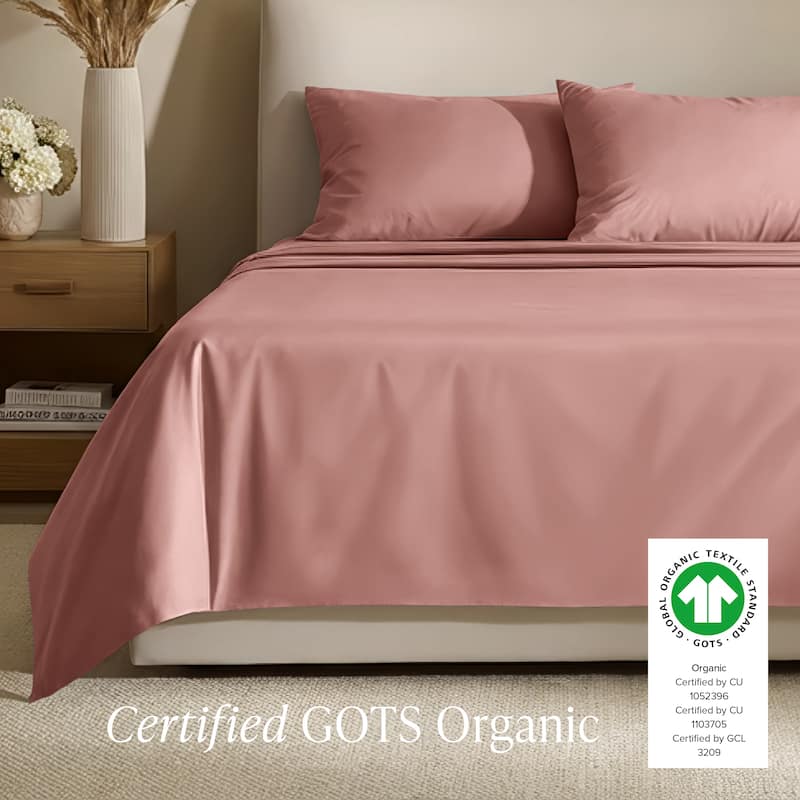 Bare Home Organic Cotton Sheet Set - Silky Smooth Sateen Weave