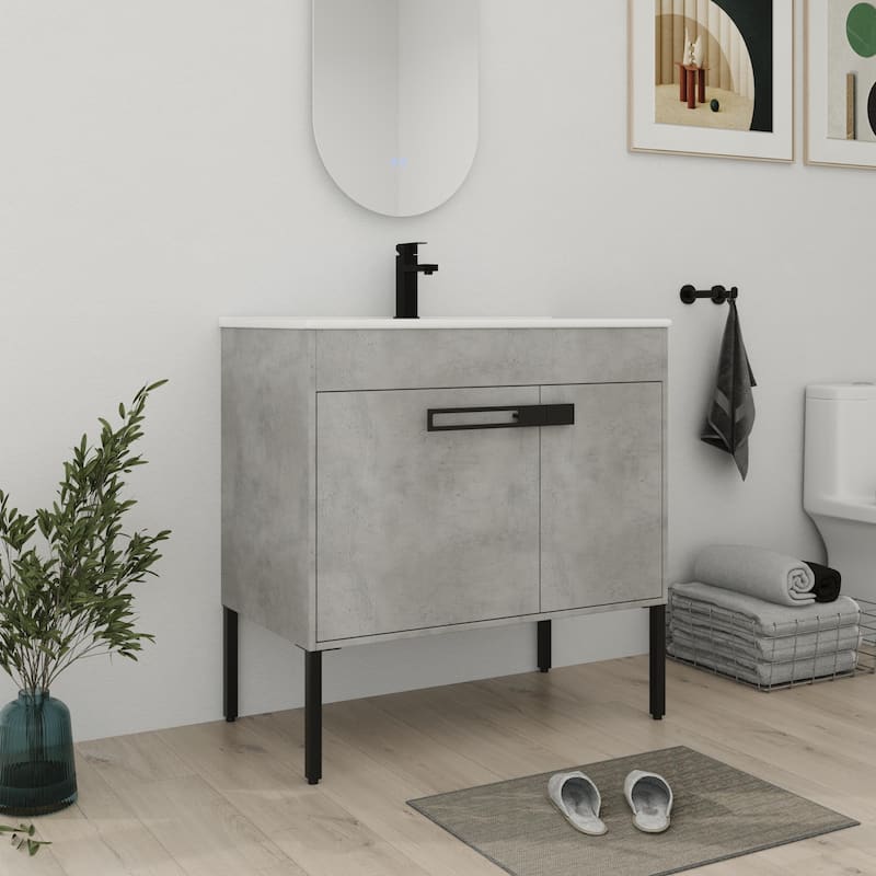Bathroom Vanity With Sink In 24/30/36 Inch, Floating Bathroom Vanity or Freestanding Vanity With Soft Close Door