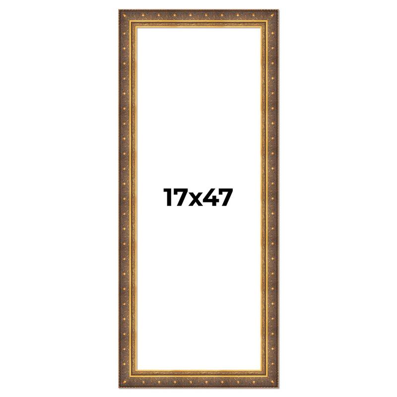 17x47 Frame Vintage Gold Solid Wood Picture Frame | 2.5 Inch Moulding