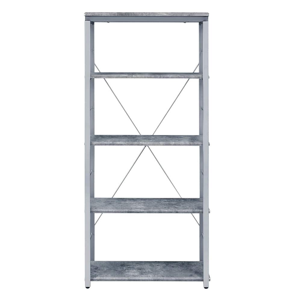 Modern 54" Grey Silver Vertical Etagere Bookcase with 4 Sturdy Shelves for Bedroom Storage - 54" x 24" x 11"