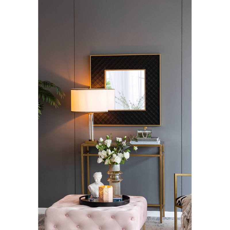 16x16x24" Gold and White Table Lamp with Glass Cylinder and Pedestal Base (Lamp Shade Assembly Required)