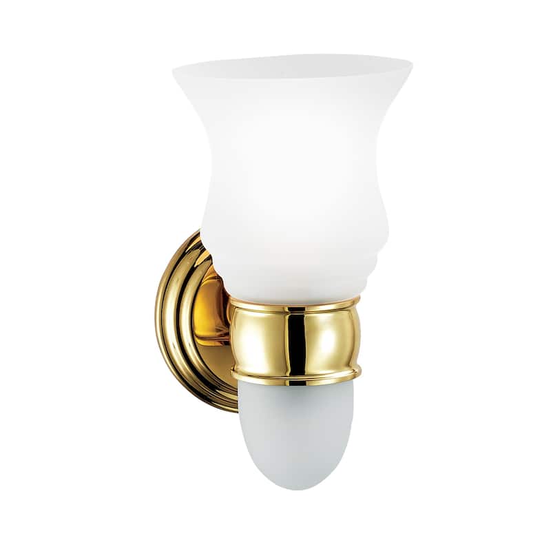 Bentley Solid Brass Wall Sconce with Frosted Glass & Nightlight Option - Polished Brass